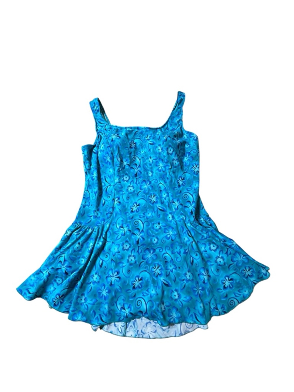 Le Cove Women's Swimsuit Skirted One Piece Blue Floral Print Size 22 Pre-owned
